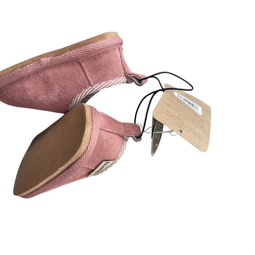 Bearpaw Baby Girls Suede Leather‎ Slippers Pink BGSB36623-ITJ Size 6/12M NEW I02